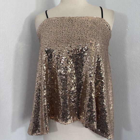 Haoduoyi Tank Top Womens‎ S Golden Sequins Feminine Disco Party Y2K - Picture 5 of 10